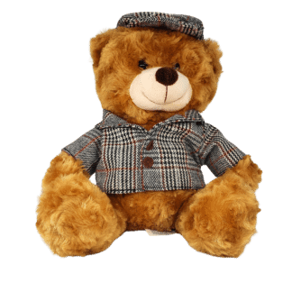 Teddybär im Tweed Look mit Mütze
