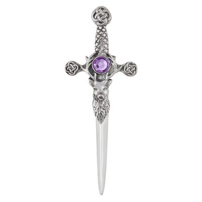 Kilt Pin Hirsch mit lila Stein