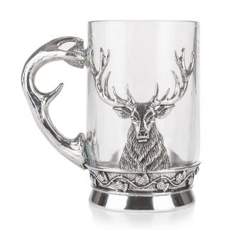 Glas-Krug mit Pewter-Hirsch