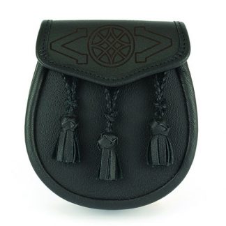 Leder-Sporran mit Leder-Tassels und keltischem Muster