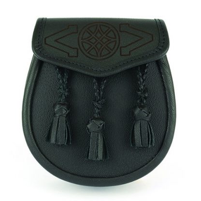 Leder-Sporran mit Leder-Tassels und keltischem Muster