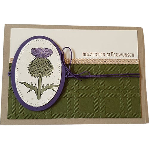 Grußkarte schottische Distel handgefertigt im Querformat