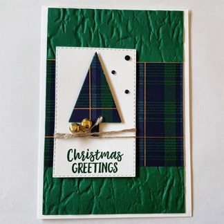 Weihnachtskarte Weihnachtsbaum kariert grün blau