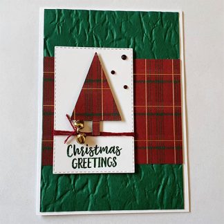 Weihnachtskarte Weihnachtsbaum kariert rot