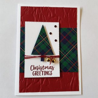 Weihnachtskarte Weihnachtsbaum kariert rot grün blau