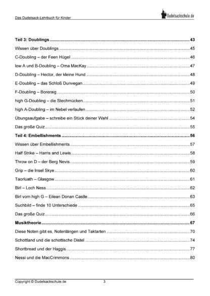 Dudelsacklehrbuch für Kinder Dudelsackschule.de Inhaltsverzeichnis 2