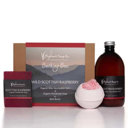 Geschenkset Badbox wilde schottische Himbeere – The Highland Soap Company