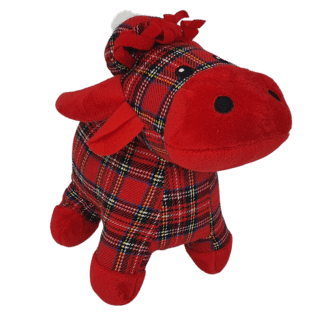 Stofftier Highland Cow roter Tartan