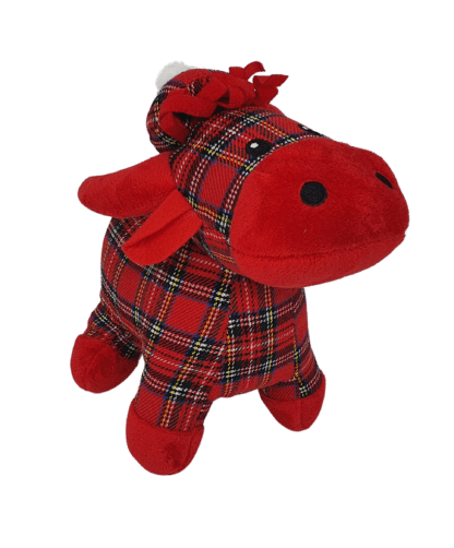 Stofftier Highland Cow roter Tartan