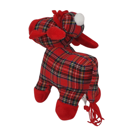 Stofftier Highland Cow roter Tartan von hinten