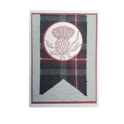 Grußkarte mit Tartan Stoff und Distel