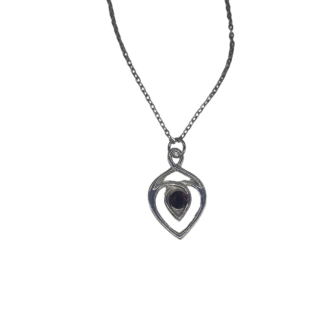 Anhänger keltisches Herz mit Kette und lila Zierstein